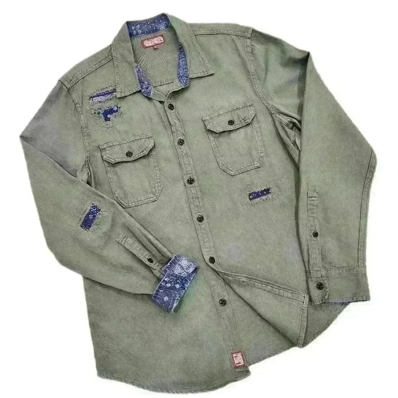 Lucky Brand Lucky Legend Rip and Repair Utility Shirt Men's Small (listing as) - Picture 3 of 6